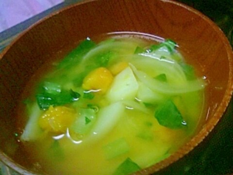 小松菜と根菜の御みそ汁